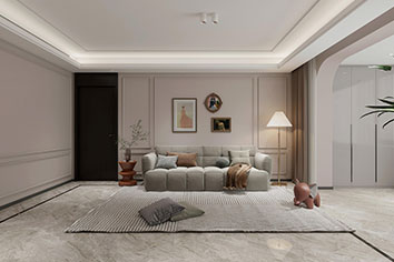 万科翡翠书院142平米现代奶油风格装建软装成效图