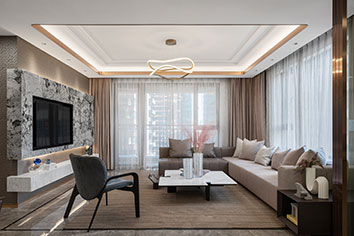 万科翡翠公园178平米现代轻奢风格装建软装实景