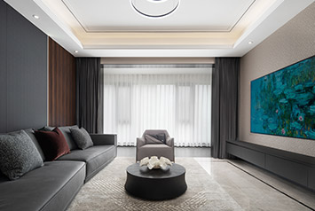 万科翡翠公园142平米现代黑曼巴装建软装实景图